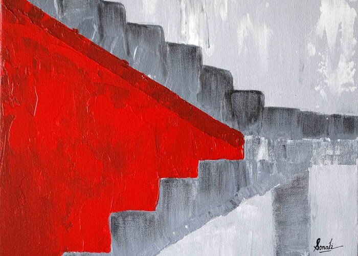 Acrylic Greeting Card featuring the painting Step Up 2 by Sonali Kukreja