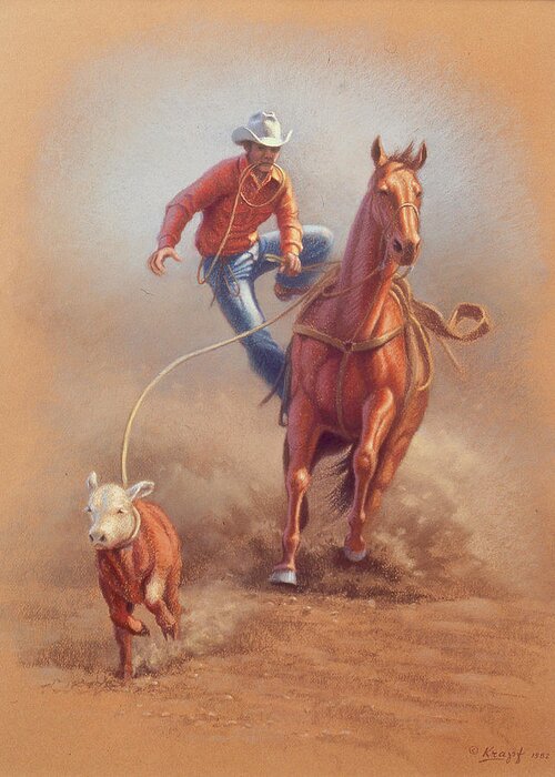 Cowboy Greeting Card featuring the painting Steppin' down at Red Lodge by Paul Krapf