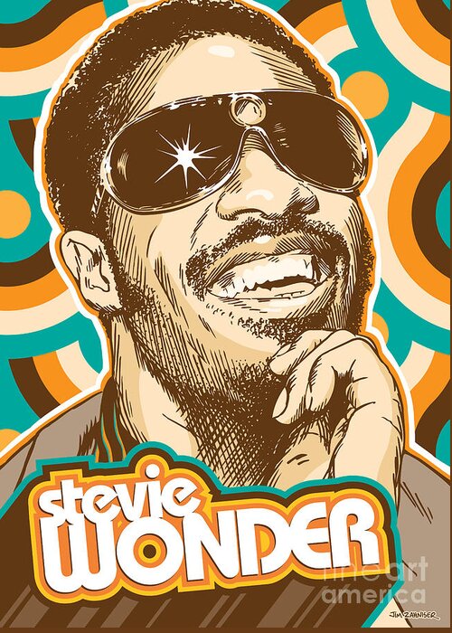 Superstition Greeting Card featuring the digital art Stevie Wonder Pop Art by Jim Zahniser