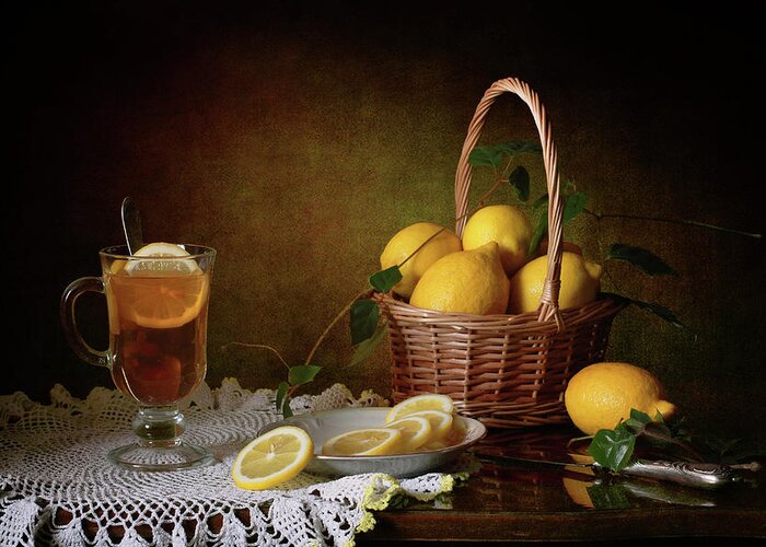 Still Life Greeting Card featuring the photograph Still Life With Lemons by ??????? ????????