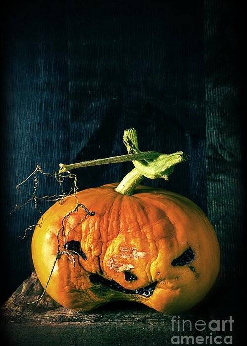 Halloween Greeting Card featuring the photograph Stingy Jack - Scary Halloween Pumpkin by Edward Fielding