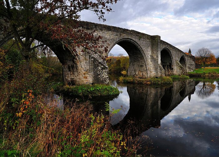 Tranquility Greeting Card featuring the photograph Stirling Old Bridge, Scotland In Autumn by John Lawson, Belhaven