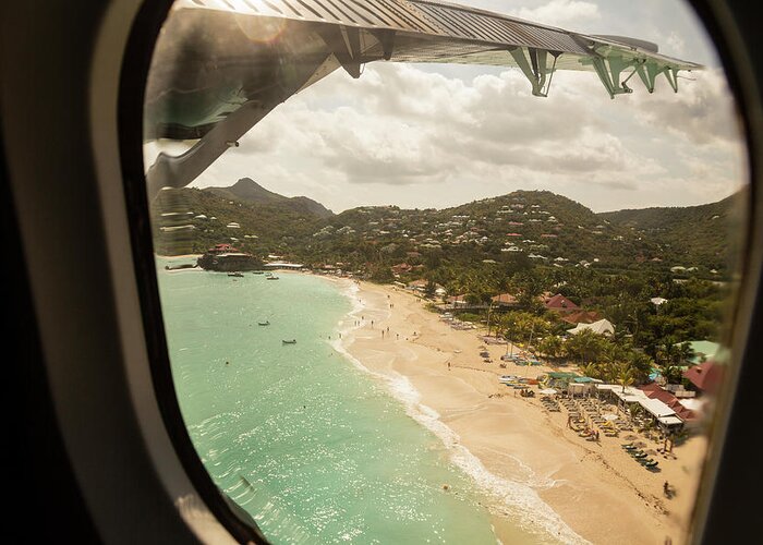 Water's Edge Greeting Card featuring the photograph St.jean Beach From The Air by Per Breiehagen