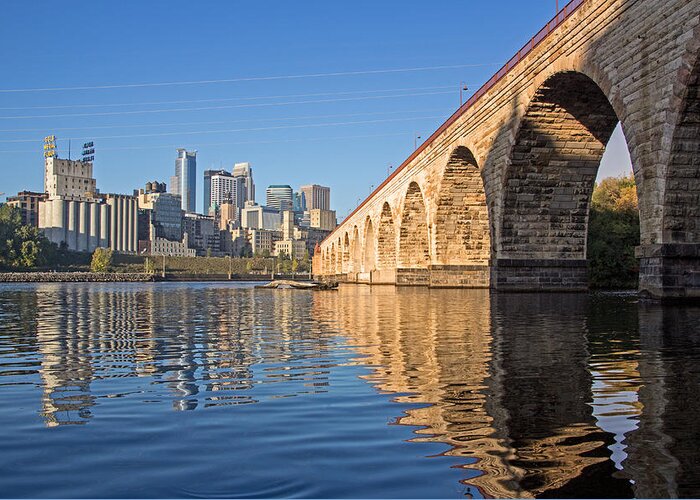 Stone Arch Bridge Greeting Card featuring the photograph Stone Arch by Day by Angie Schutt