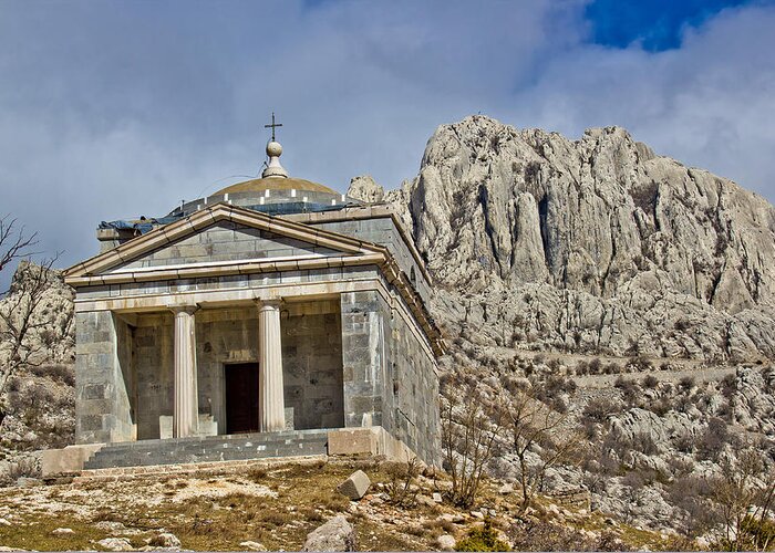 Tulove Grede Greeting Card featuring the photograph Stone church on Velebit mountain by Brch Photography