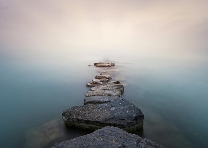 Fog Greeting Card featuring the photograph Stones by Joaquin Guerola