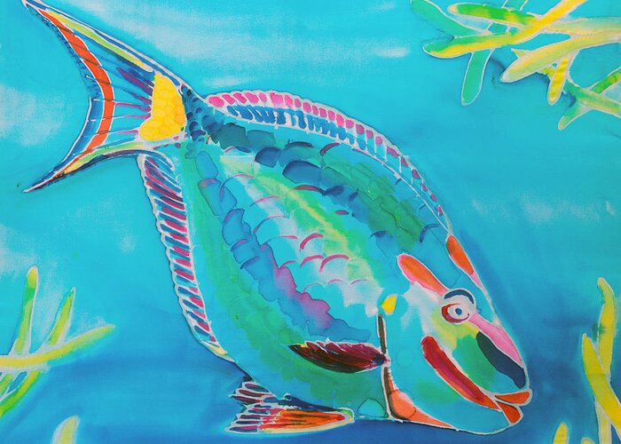Parrotfish Greeting Card featuring the painting Stoplight Parrot Fish by Kelly Smith