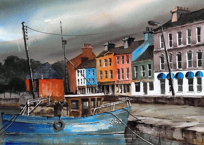 Val Byrne Greeting Card featuring the painting Storm a brewing Bantry Cork by Val Byrne