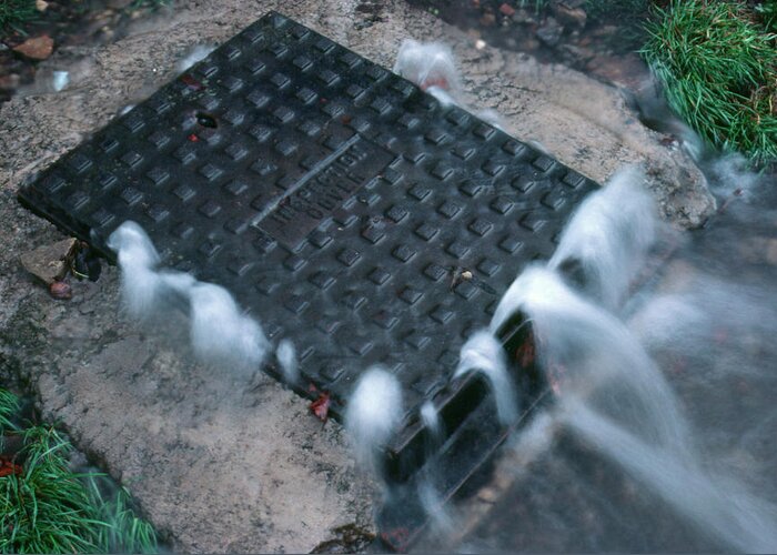 Storm Drain Greeting Card featuring the photograph Storm Drain Overflowing by Adam Hart-davis/science Photo Library
