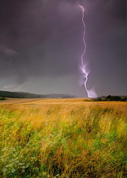 Scene Greeting Card featuring the photograph Storm over the wheat fields by Eti Reid