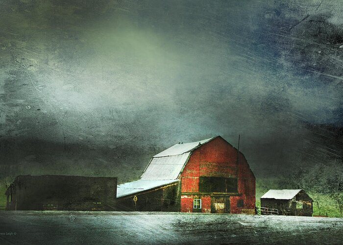 Red Barn Greeting Card featuring the photograph Storm by Theresa Tahara