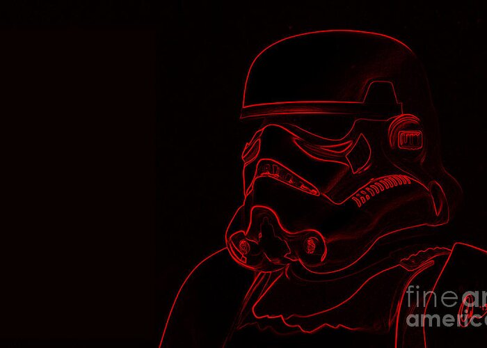 Stormtrooper Greeting Card featuring the digital art Stormtrooper in Red by Chris Thomas