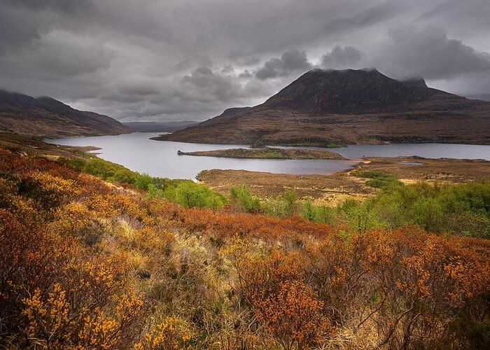 Assynt Greeting Card featuring the photograph Stormy afternoon in Scotland by Maciej Markiewicz