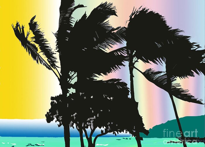 Palms Greeting Card featuring the digital art Stormy Palms by Karen Nicholson