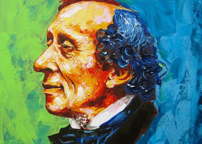 Portrait Greeting Card featuring the painting Storyteller by Konni Jensen