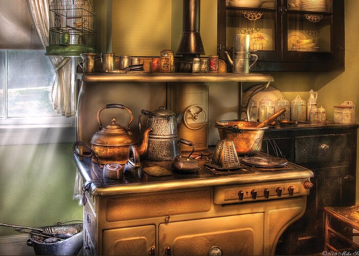 Kitchen Greeting Card featuring the photograph Stove - What's for dinner by Mike Savad