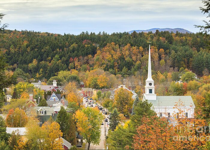Vermont Greeting Card featuring the photograph Stowe Vermont aerial by Ken Brown