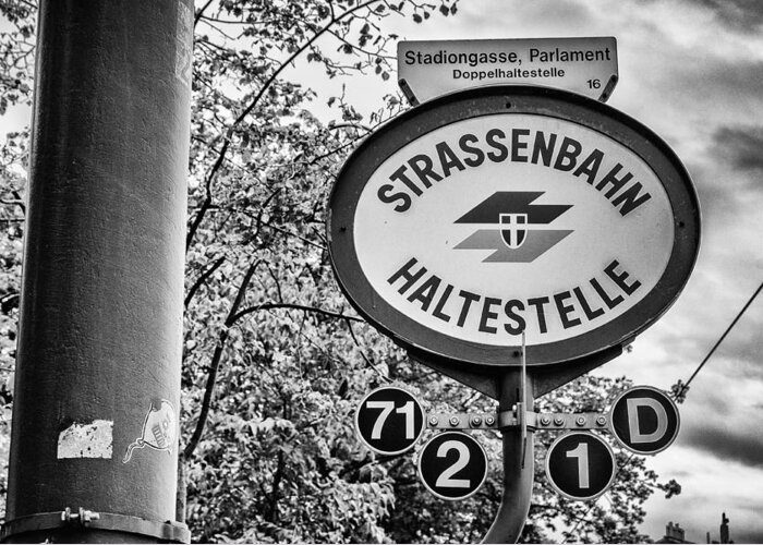 Austria Greeting Card featuring the photograph Strassenbahn Haltestelle by Pablo Lopez