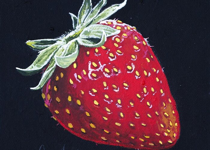 Strawberry Greeting Card featuring the painting Strawberry by Aaron Spong
