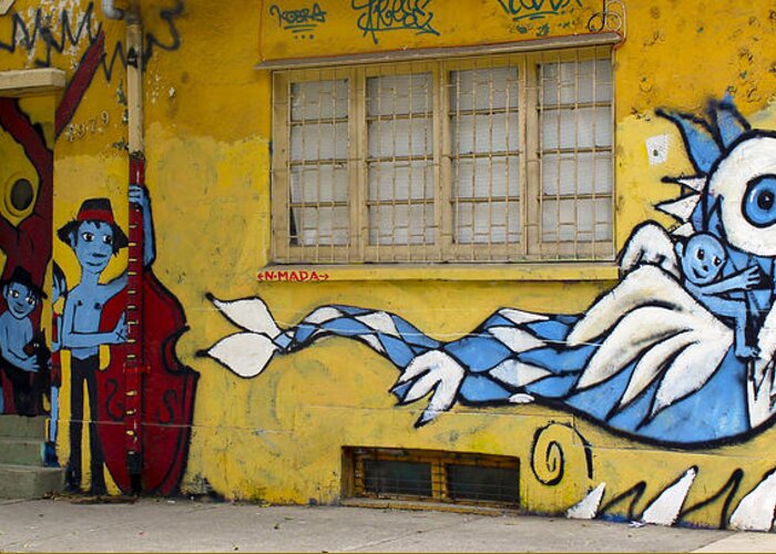 Street Art Greeting Card featuring the photograph Street art Valparaiso Chile 12 by Kurt Van Wagner