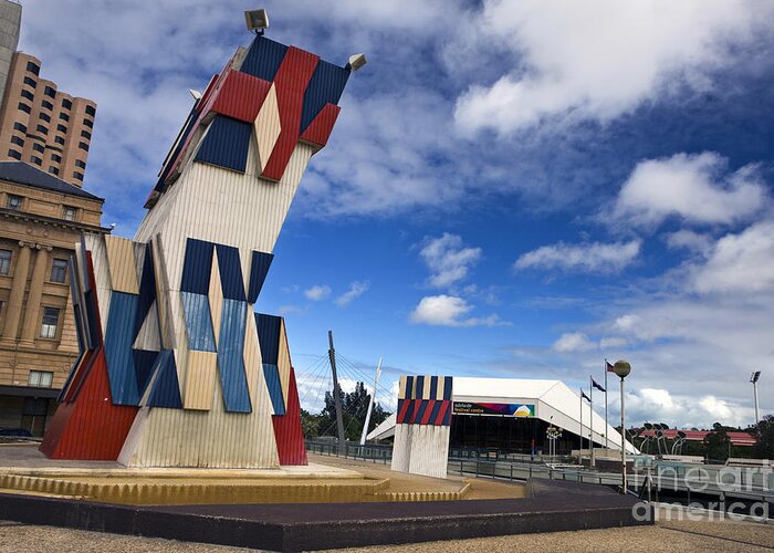 Travel Greeting Card featuring the photograph Street sculpture in front of the Adelaide Festival Center by Jason O Watson