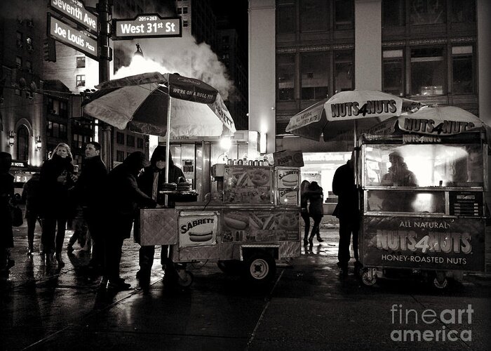 Street Photography Greeting Card featuring the photograph Street Vendor Row by Miriam Danar