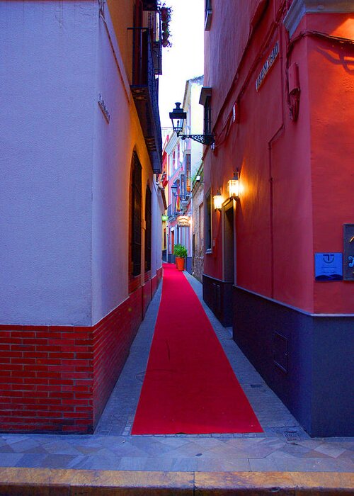 Seville Greeting Card featuring the photograph Streets of Seville - Red Carpet by AM FineArtPrints