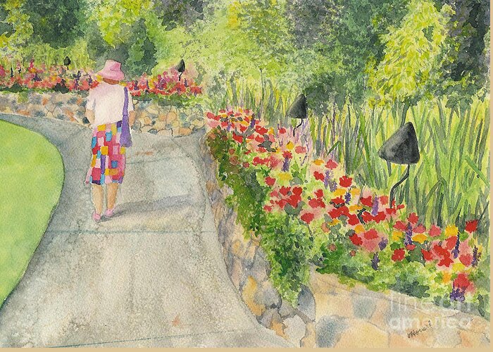 Flowers Greeting Card featuring the painting Strolling Butchart Gardens by Vicki Housel