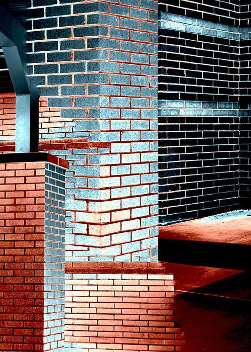 Abstract-buildings-bricks Greeting Card featuring the photograph Structuralism by Steve Godleski