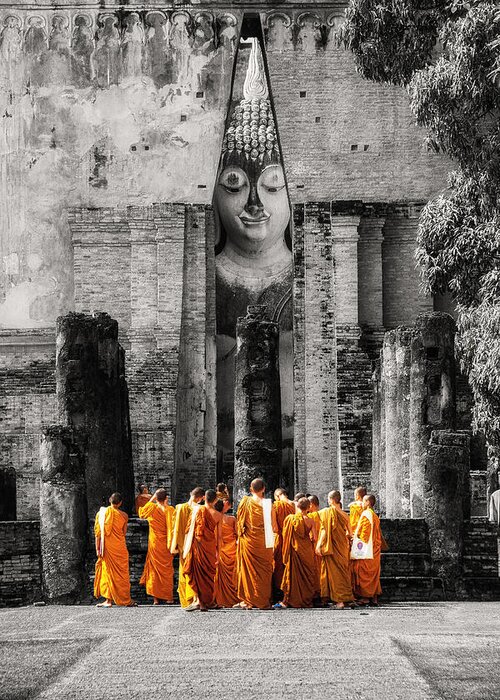 Monks Greeting Card featuring the photograph Students by Tassanee Angiolillo