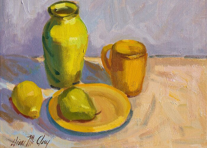 Pitcher Greeting Card featuring the painting Study in Yellow by Diane McClary