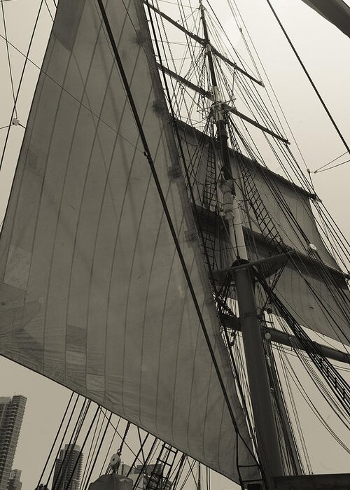 Sail Greeting Card featuring the photograph Suare and Triangle Black and White Sepia by Scott Campbell