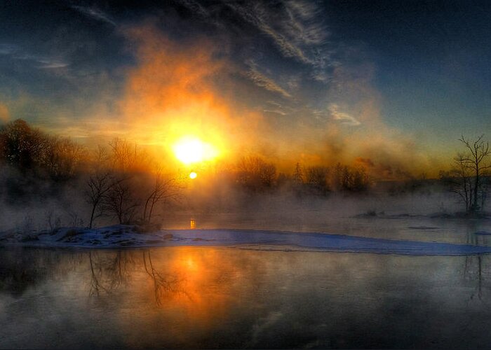 Sun Greeting Card featuring the photograph Sub Zero Sunrise by Brook Burling