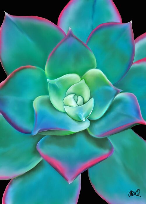 Succulent Greeting Card featuring the painting Succulent Aeonium Kiwi by Laura Bell