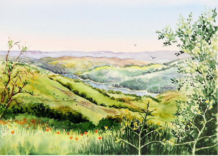 Inspiration Greeting Card featuring the painting Summer Landscape Inspiration Point Orinda California by Irina Sztukowski