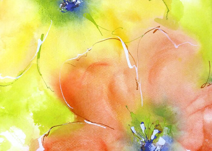 Original And Printed Watercolors Greeting Card featuring the painting Summer Poppies 2 by Chris Paschke