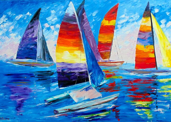 Caribbean House Greeting Card featuring the painting Summer Regatta by Kevin Brown