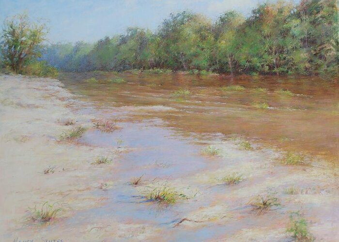 Louisiana Landscape Prints Greeting Card featuring the pastel Summer River by Nancy Stutes