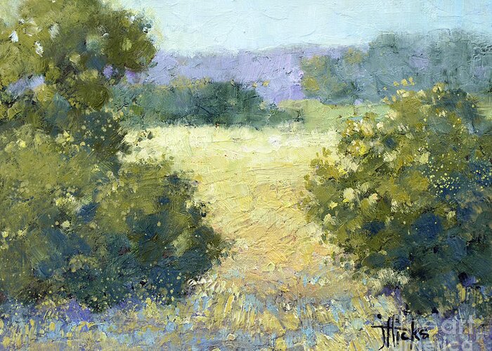 Landscape Greeting Card featuring the painting Summertime Landscape by Joyce Hicks