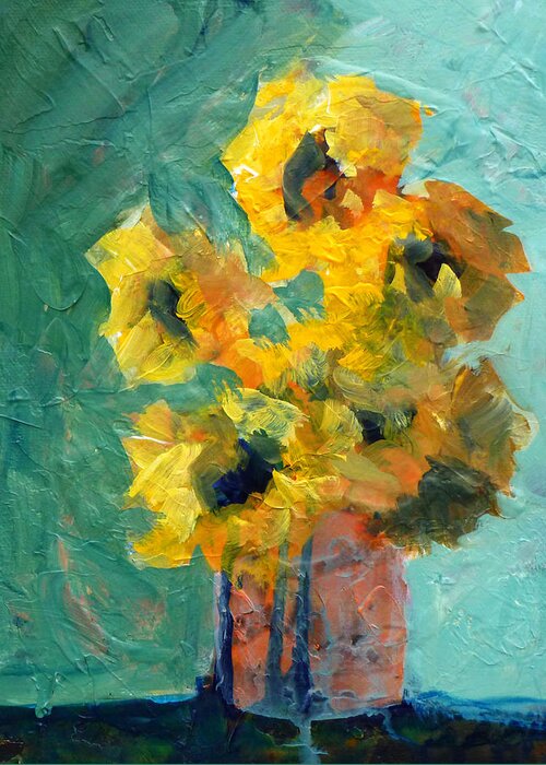 Abstract Greeting Card featuring the painting Sun and Shadow by Nancy Merkle