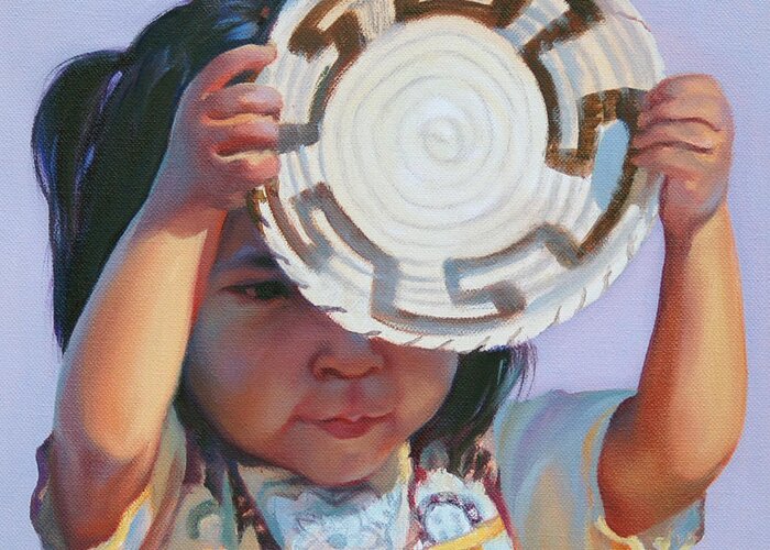 Native American Greeting Card featuring the painting Sun and Shield by Christine Lytwynczuk