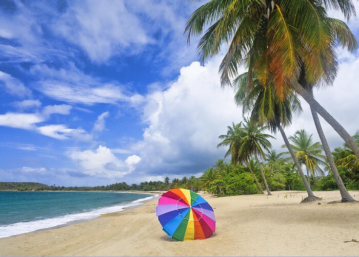 Beach Greeting Card featuring the photograph Sun Bay Beach and Umbrella by Betty Eich