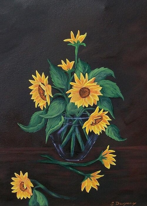 Yellow Greeting Card featuring the painting Sun Flowers by Sharon Duguay