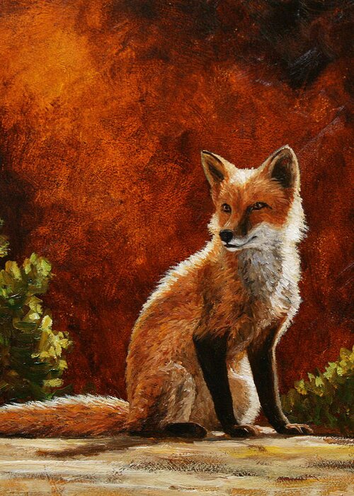 Dog Greeting Card featuring the painting Sun Fox by Crista Forest