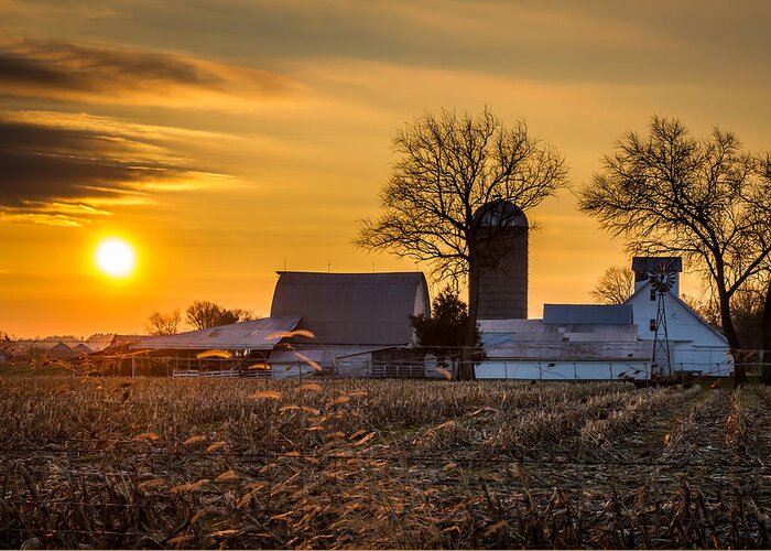 Barn Greeting Card featuring the photograph Sun Rise Over the Farm by Ron Pate
