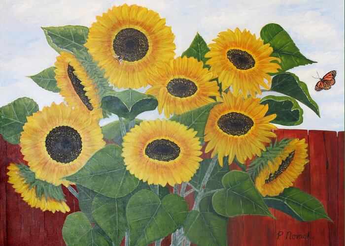 Flower Greeting Card featuring the painting Sun Seekers by Patricia Novack