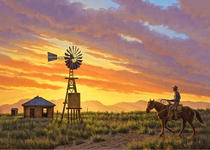 Landscape Greeting Card featuring the painting Sundowner by Paul Krapf