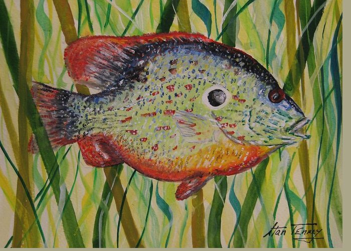Fish Greeting Card featuring the painting Sunfish by Stan Tenney