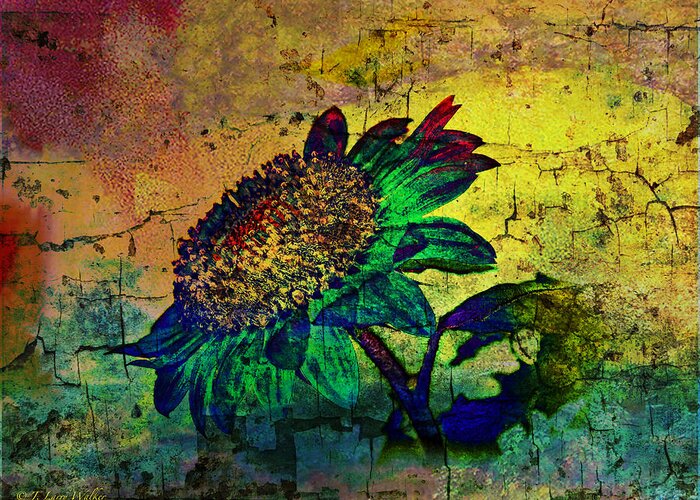 J Larry Walker Greeting Card featuring the digital art Sunflower Abstract by J Larry Walker