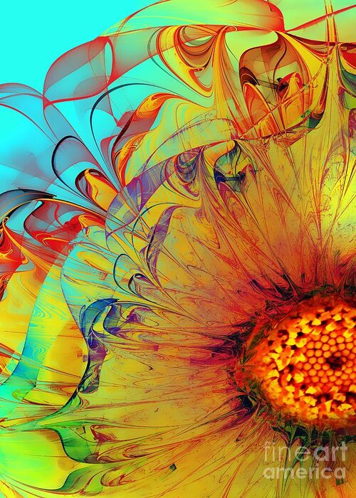 Abstract Greeting Card featuring the digital art Sunflower Abstract by Klara Acel